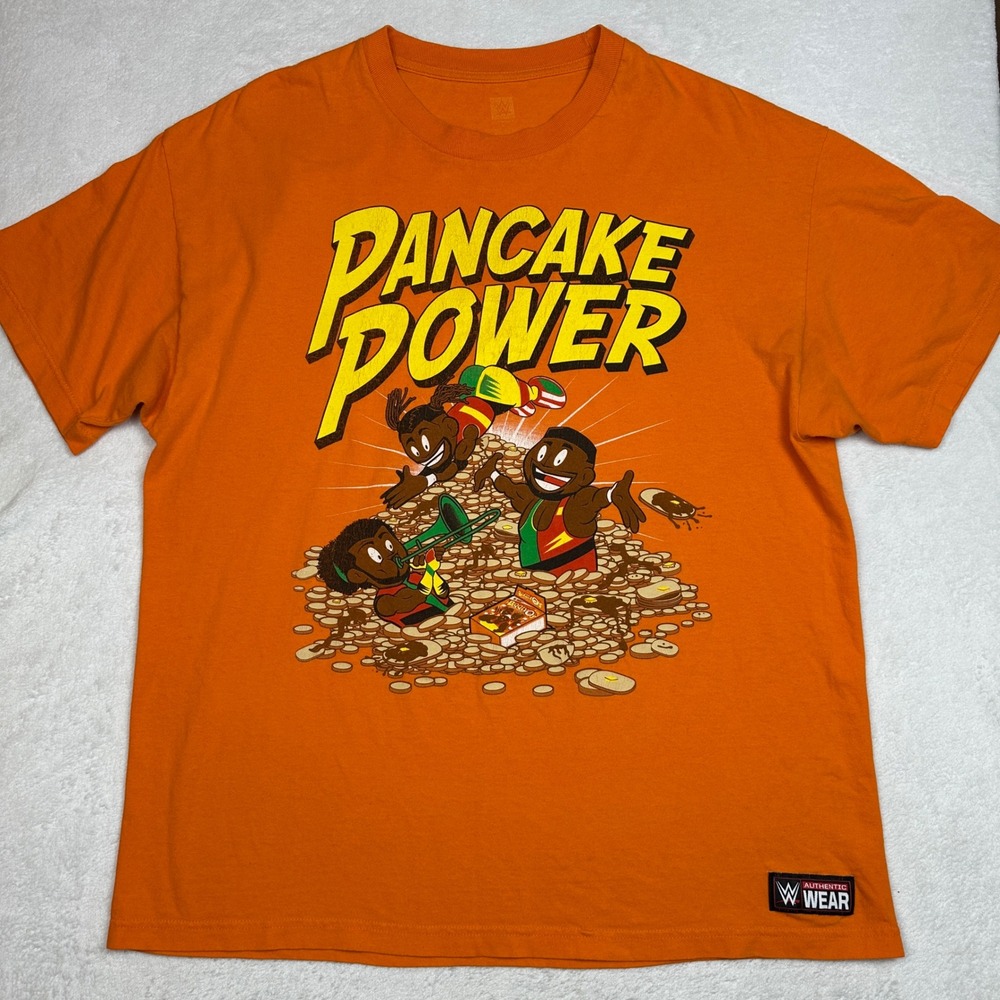 WWE The New Day Pancake Power Orange Graphic T-Shirt Mens XL Authentic Wear